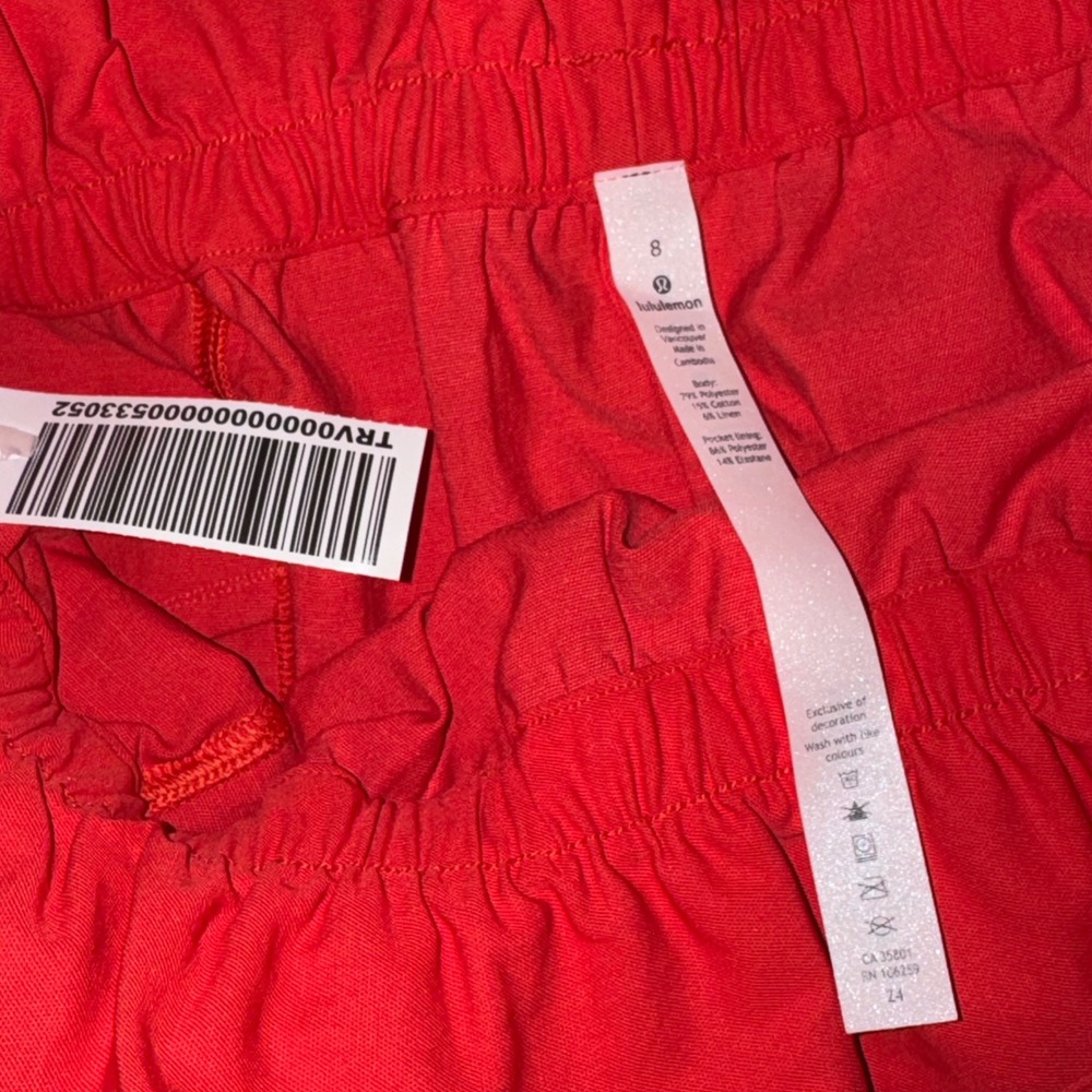 Lululemon Trip Taker Skirt Size 8 Red Paperbag Linen Blend Pockets Elastic Waist - Picture 3 of 8